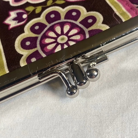 Vera Bradley Snap Top Quilted Paisley Wallet Maroon Olive Green Pink - Picture 8 of 16